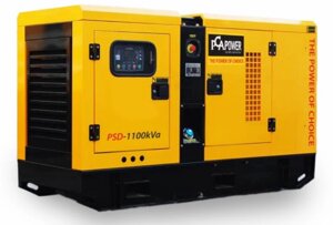 Дизельный генератор PCA POWER PSD-1100 кВа с АВР в шумозащитном кожухе.