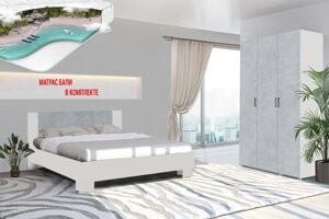 Нова Арландо - Комплект для спальни с матрасом Бали 00042861, 160, Белый/Бетон, Горизонт