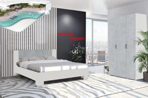 Нова Арландо - Комплект для спальни с матрасом Бали 00042865, 160, Белый/Бетон, Горизонт
