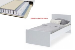 Сноули - Кровать с матрасом Элит 00048397, 90, Белый, Май Стар