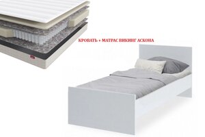 Сноули - Кровать с матрасом Викинг 00042234, 90, Белый, Май Стар