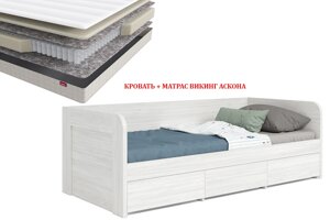 Вирджиния - Кровать с матрасом Викинг 00042300, 90 3Я, Сосна Каньон, Май Стар