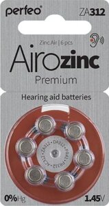 Батарейки для слух. аппаратов A312 Zinc-Air PERFEO Airozinc ZA312 BL6