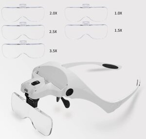 Бинокуляр-очки 9892B2 со сменными линзами c 2LED для наращивания ресниц