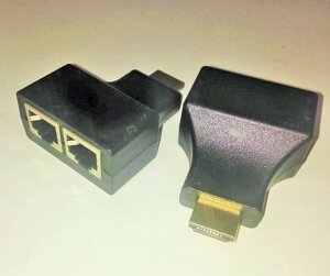 Extender HDMI удлинитель cat5/6 до 30м по RJ45 без питания, 2 входа