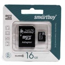 Карта памяти microSDHC SmartBuy 16Gb + adapter 10class