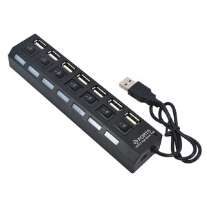 HUB Хаб 7 портов USB2.0 с кнопкой и индикатором 480mbps 0,5m