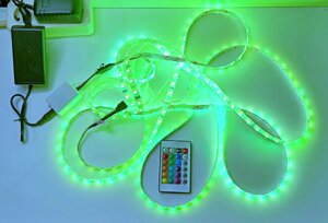 Светодиодная лента RGB влагозащищенная IP65, 5метров, 3528, 16 цветов