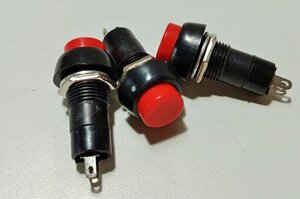 Кнопка электрическая 1 клавиша круглая 3A 250V, красная