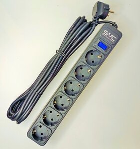 Сетевой фильтр SVC 10А, 2200Вт, 3м, 6 гнёзд, чёрный