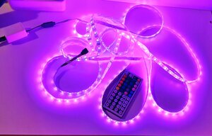 Светодиодная лента RGB влагозащищенная IP65, 5метров, 5050, 20 цветов