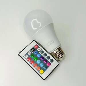 Лампа светодиодная RGB Е27 A70 9w с пультом