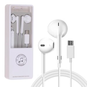 Наушники TYPE-C MY-025, 1,2м, с микрофоном, белые