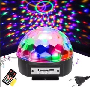 Светильник светодиодный декоративный вращающийся+USB+ДУ+Bluetooth 220V, Дискошар