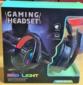 Наушники для компьютера игровые BK-51, с подсветкой RGB