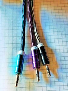 Кабель AUX jack3,5- jack3,5mm 1,0м ткань/ металл TRS тросс