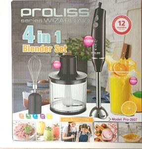Блендер погружной PROLISS PRO-2937, 4 в 1, 1000W