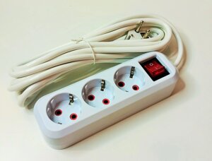 Удлинители MRM-POWER 3гн 8м 10А с заземлением, с кнопкой