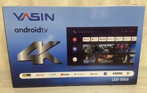 Телевизор YASIN LED-50G8 SMART, WI-FI, Android TV 9.0 +голосовое управление