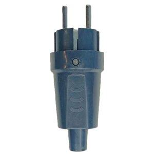 Вилка электрич. 16А 250v чёрная противоударная прямая, арт 0793