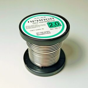 Припой Solder ПОС-61 2.0мм Sn61Pb39 100г ГОСТ 21931-76 без канифоли