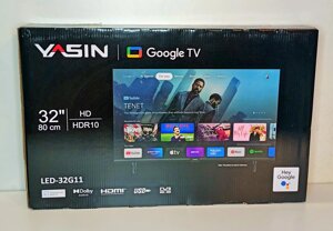 Телевизор YASIN LED-32G11 GoogleTV, HD, LED, пульт с голосовым управлением