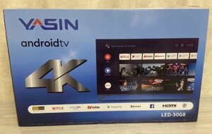 Телевизор YASIN LED-50G8 SMART, WI-FI, android TV 9.0 +голосовое управление