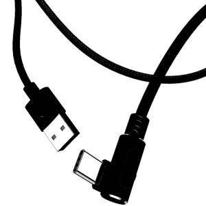 USB cabel Type-C 1m ткань/ металл шнурок/трос угловой