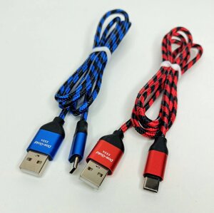 USB Data cabel Dos-gold арт:2324, Type-C,100см, тканевая оплётка, без упаковки