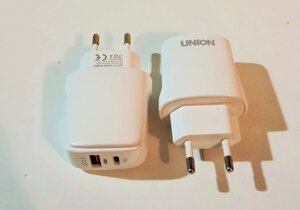 Зарядное устройство UNION CH-044 1xUSB QC3.0 + 1xUSB-C 20W ( блок с функцией быстрой зарядки )