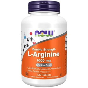 Аминокислоты L-arginine double strength 1000 MG, 120 TABS. NOW