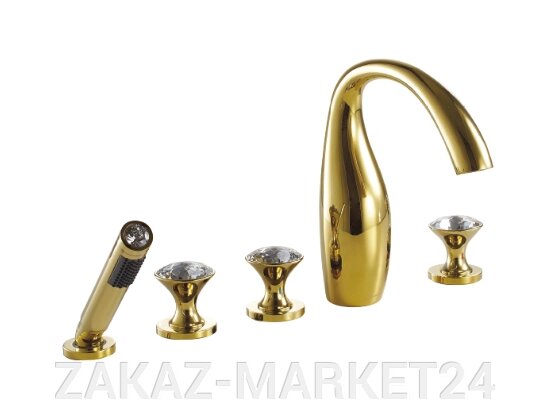 F54287G BRAVAT POLAR CRYSTAL Swarovski Смеситель для ванны, золото от компании «ZAKAZ-MARKET24 - фото 1