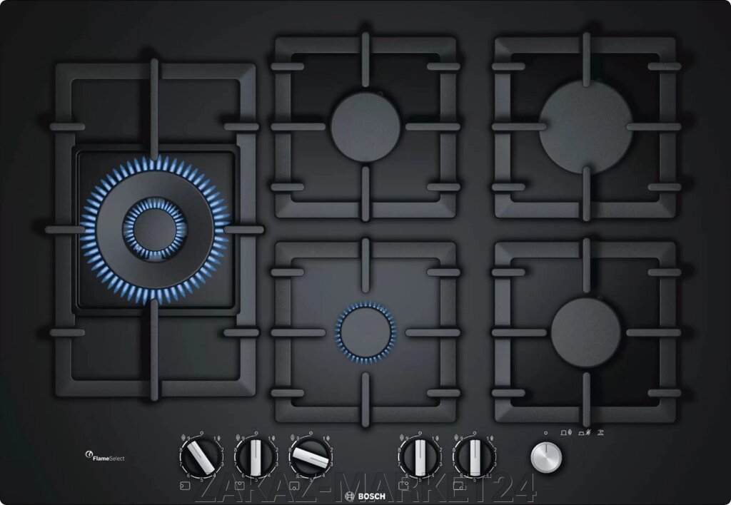 Газовая варочная панель Bosch PPS 7A6 M90R черный от компании ZAKAZ-MARKET24 - фото 1