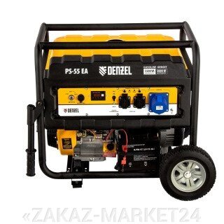 Генератор бензиновый PS 55 EA, 5.5 кВт, 230 В, 25 л, коннектор автоматики, электростартер Denzel от компании «ZAKAZ-MARKET24 - фото 1