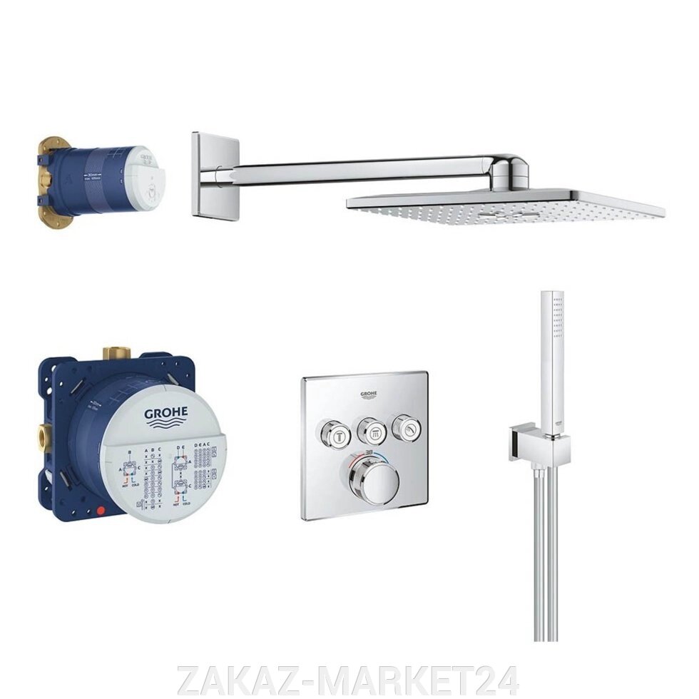 GROHE ДУШЕВАЯ СИСТЕМА С ТЕРМОСТАТОМ ВСТРОЕННЫМ  RAINSHOWER SMARTACTIVE CUBE 34706000 от компании ZAKAZ-MARKET24 - фото 1