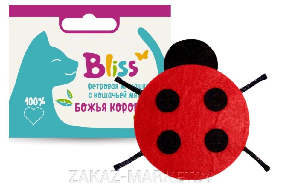 Игрушка Bliss с кошачей мятой Божья коровка от компании ZAKAZ-MARKET24 - фото 1