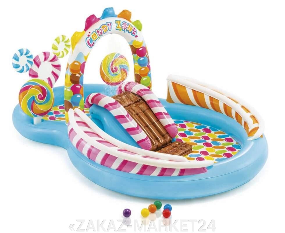 Intex 57149, детский надувной центр бассейн с горкой Карамель от компании «ZAKAZ-MARKET24 - фото 1