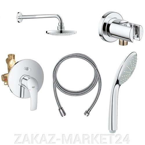 Комплект для душа GROHE Eurosmart с душевым гарнитуром и верх душем Euphoria Cosmopolitan 180, хром (124440) от компании ZAKAZ-MARKET24 - фото 1