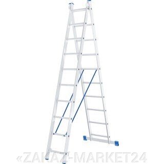 Лестница, 2 х 10 ступеней, алюминиевая, двухсекционная, Россия, Сибртех от компании «ZAKAZ-MARKET24 - фото 1