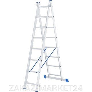 Лестница, 2 х 8 ступеней, алюминиевая, двухсекционная, Россия, Сибртех от компании «ZAKAZ-MARKET24 - фото 1