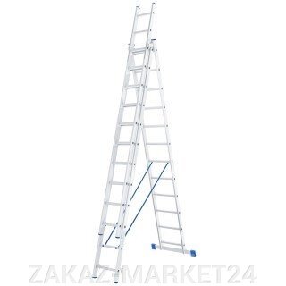 Лестница, 3 х 12 ступеней, алюминиевая, трехсекционная, Россия, Сибртех от компании «ZAKAZ-MARKET24 - фото 1