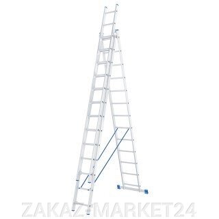 Лестница, 3 х 13 ступеней, алюминиевая, трехсекционная, Россия, Сибртех от компании «ZAKAZ-MARKET24 - фото 1