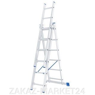 Лестница, 3 х 6 ступеней, алюминиевая, трехсекционная, Россия, Сибртех от компании «ZAKAZ-MARKET24 - фото 1