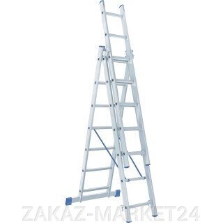Лестница, 3 х 7 ступеней, алюминиевая, трехсекционная, Россия, Сибртех от компании «ZAKAZ-MARKET24 - фото 1