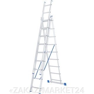 Лестница, 3 х 9 ступеней, алюминиевая, трехсекционная, Россия, Сибртех от компании «ZAKAZ-MARKET24 - фото 1