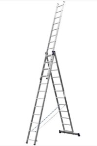 Лестница СИБИН универсальная, трехсекционная со стабилизатором, 12 ступеней (38833-12)