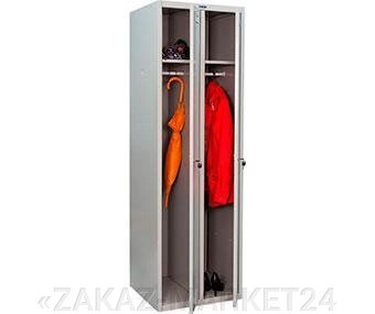 Металлический шкаф для одежды Практик LS-21-60, 2 секции, полка, перекладина, крючки от компании «ZAKAZ-MARKET24 - фото 1