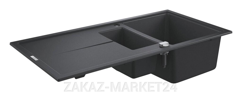 Мойка GROHE K400 с 1,5 чашей, 1000 x 500 мм, черный гранит (31642AP0) от компании «ZAKAZ-MARKET24 - фото 1