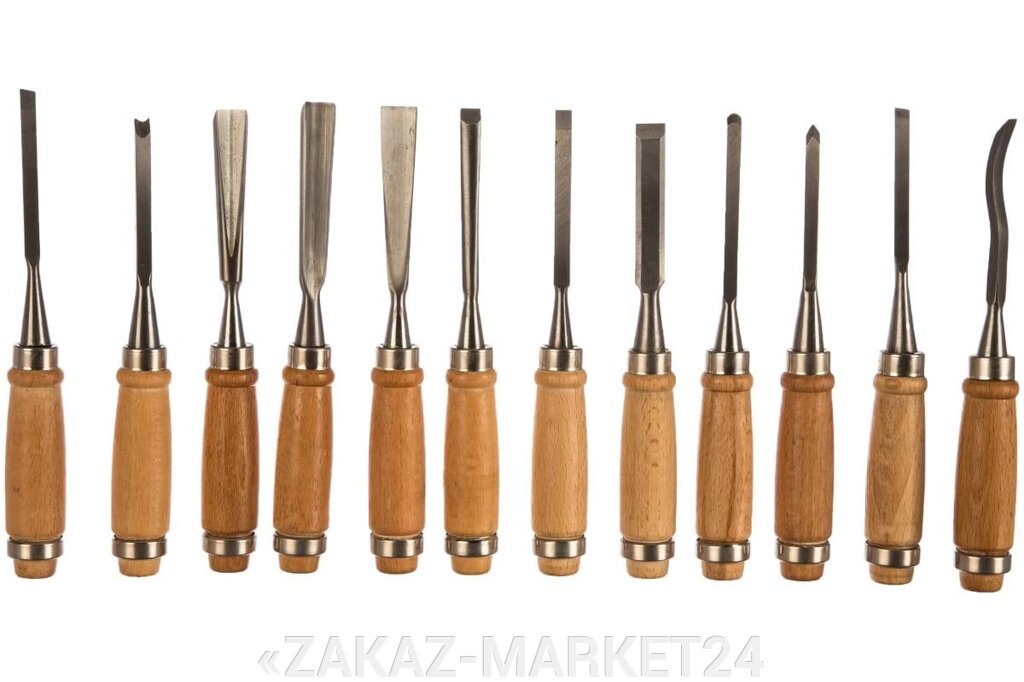 Набор фигурных стамесок STAYER PROFI с деревянной ручкой, 12шт от компании «ZAKAZ-MARKET24 - фото 1