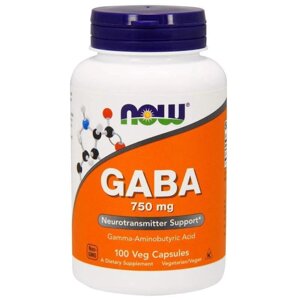 NOW GABA- гамма-аминобутират GABA 750 MG, 100 CAPS.